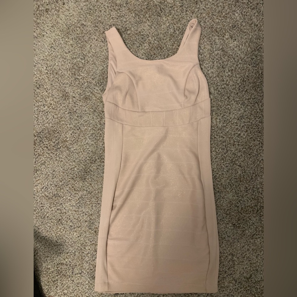 Shimmery Champagne Bodycon Dress - Size Small